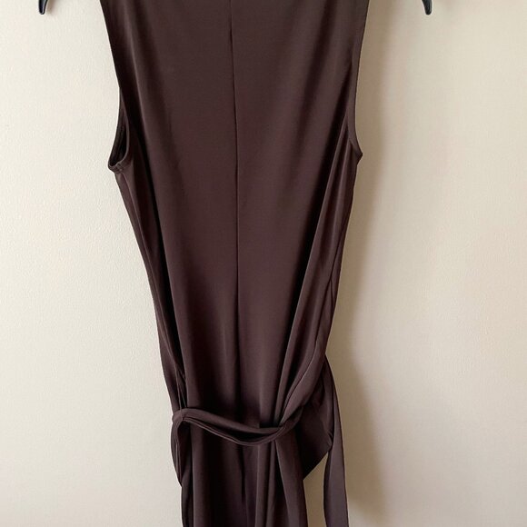 NWT By Anthropologie Short-Sleeve Belted Sash Mini Dress in Dark Brown XS & XL - Picture 8 of 10